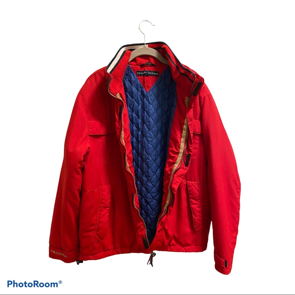 VTG med Tommy Hilfiger logo coat red size L zip